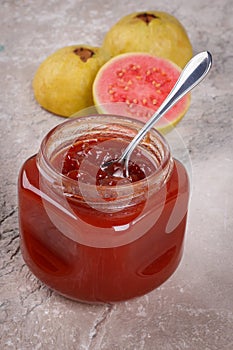 Brazilian dessert goiabada - jam of guava with fresh goiaba