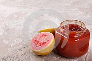 Brazilian dessert goiabada - jam of guava with fresh goiaba