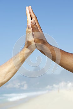 Brazilian Diversity Interracial High Five Hands Together Rio Brazil