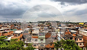 Brazilian favelas shantytown self made houses panorama, Rio De Janeiro photo