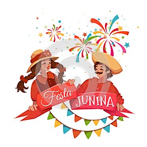 Brazilian Festa Junina Party banner. Vector illustration