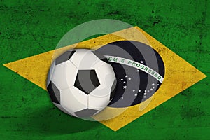 Brazilian flag with soccer ball
