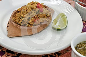 Brazilian food: casquinha de siri on white dish photo