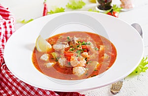 Brazilian food: Moqueca capixaba of fish and bell peppers photo