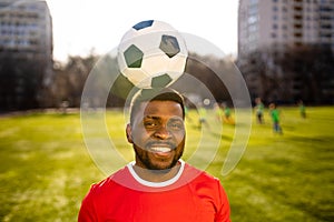 brazilian football player on stadium kicking ball for winning goal outdoors