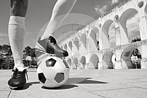 Brazilian Football Player Standing on Soccer Ball Lapa Rio