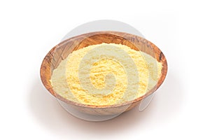 Brazilian Fuba. Corn Flour in a wooden bowl
