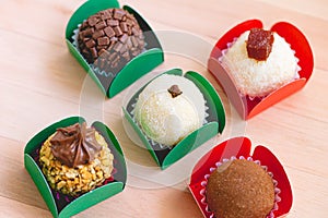 Brazilian gourmet brigadeiro. Brazilian food, dessert. photo