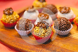 Brazilian gourmet brigadeiro. Brazilian food, dessert. photo