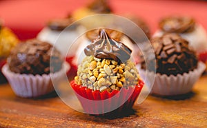 Brazilian gourmet brigadeiro. Brazilian food, dessert. photo