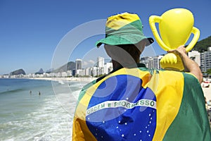 Brazilian Holding Trophy Rio de Janeiro Skyline