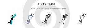 Brazilian icon in filled, thin line, outline and stroke style. Vector illustration of two colored and black brazilian vector icons
