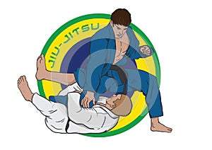 Brazilian Jiu Jitsu athletes battle photo