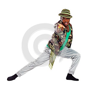 Brazilian man is posing and dancing in cool cloths