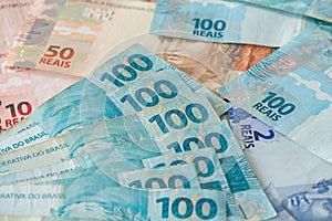 Brazilian money / reais / financial concept