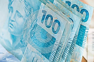 Brazilian money, reais, high nominal, success concept