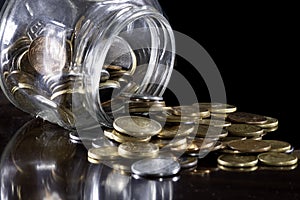 Brazilian money real coins in black background photo