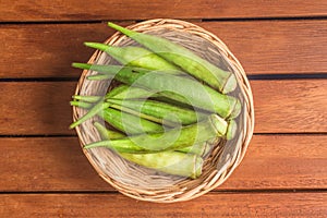 Brazilian Okra into a Basket