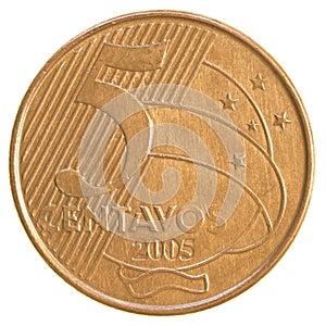 5 Brazilian real centavos coin photo