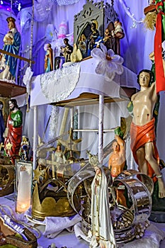 Brazilian religious altar mixing elements of umbanda, candomblÃÂ© and catholicism