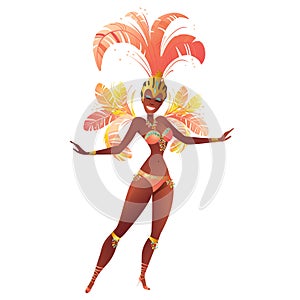 Brazilian samba dancer. Vector carnival girl wearing a festival costume is dancing. photo