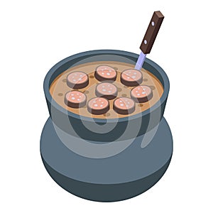 Brazilian sausage soup icon isometric vector. Bahia food