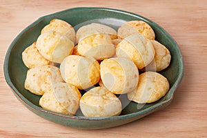 Brazilian snack cheese bread (pao de queijo) on plate