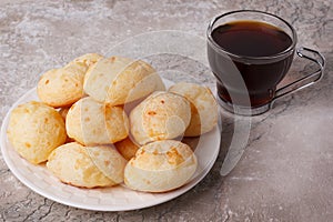 Brazilian snack cheese bread & x28;pao de queijo& x29; on plate