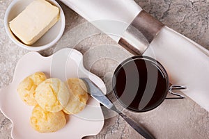 Brazilian snack pao de queijo (cheese bread)