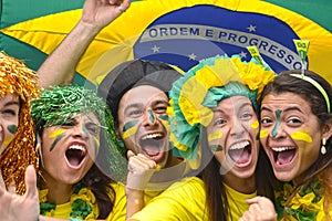 Brazilian soccer fans commemorating.