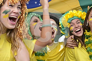 Brazilian soccer fans commemorating victory