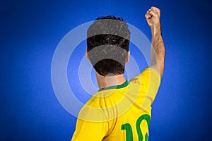 Brazilian soccer football athlete man celebrating.