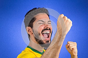 Brazilian soccer football athlete man celebrating.