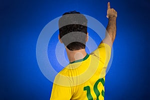 Brazilian soccer football athlete man celebrating.