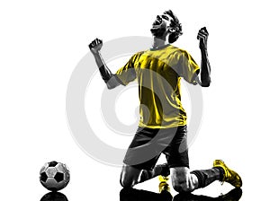 Brazilian soccer football player young happiness joy kneeling ma