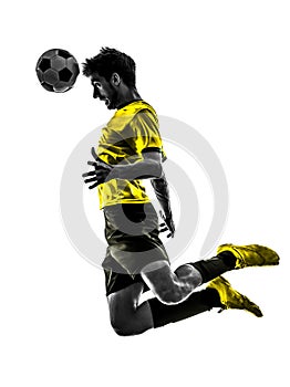 Brazilian soccer football player young man heading silhouette