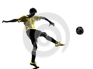 Brazilian soccer football player young man kicking silhouette