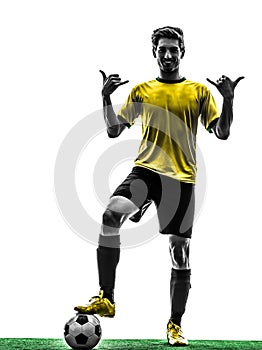 Brazilian soccer football player young man saluting silhouette