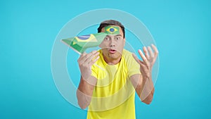 Brazilian supporter angry with the decision of the referee