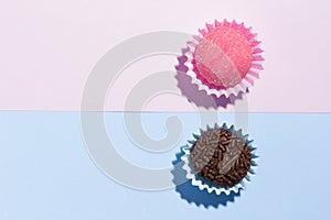 Brigadeiro and Bicho de Pe: sweets from Brazil. Child birthday p photo