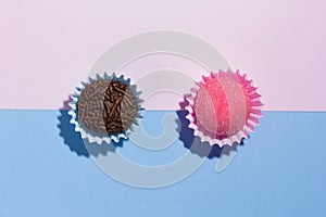 Brigadeiro and Bicho de Pe: sweets from Brazil. Child birthday p photo