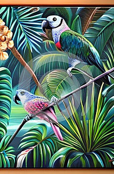 brazilian tropical birds illustration