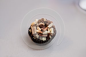 brazilian typical regional dessert called brigadeiro, with white an black cholocate covering