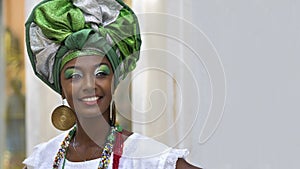 Brazilian Woman Dressed in Traditional Baiana Attire in Salvador, Bahia, Brazil