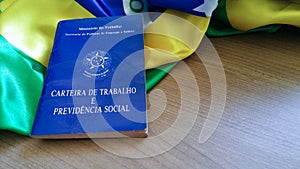 Brazilian work card. Written `Work and Social Security Card` in Portuguese. photo