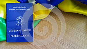 Brazilian work card. Written `Work and Social Security Card` in Portuguese. photo