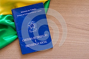 Brazilian work card. Written `Work and Social Security Card` in Portuguese. photo