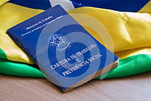 Brazilian work card. Written `Work and Social Security Card` in Portuguese. photo