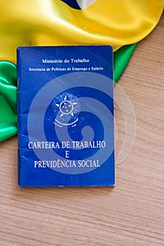 Brazilian work card. Written `Work and Social Security Card` in Portuguese. photo