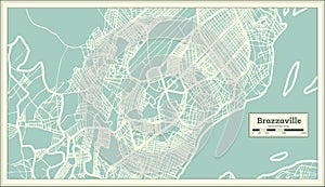 Brazzaville Congo City Map in Retro Style. Outline Map.